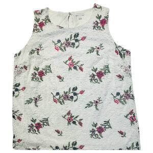 Charter Club Cottagecore Lacey Overlay Embroidered Floral Top Women 1X White